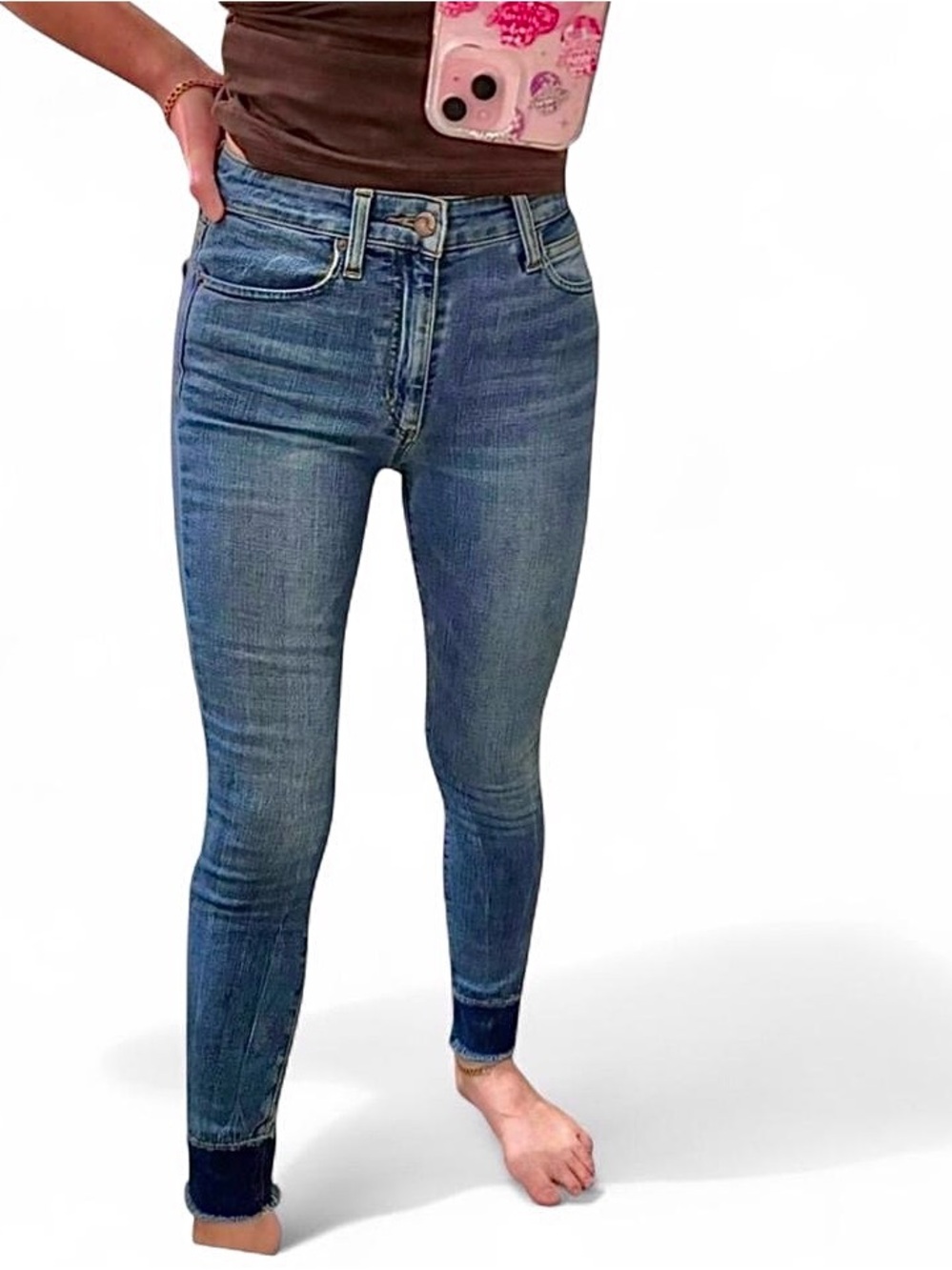 Joe's Jeans The Charlie High Rise Skinny Crop Released Raw Hem Jemima Wash